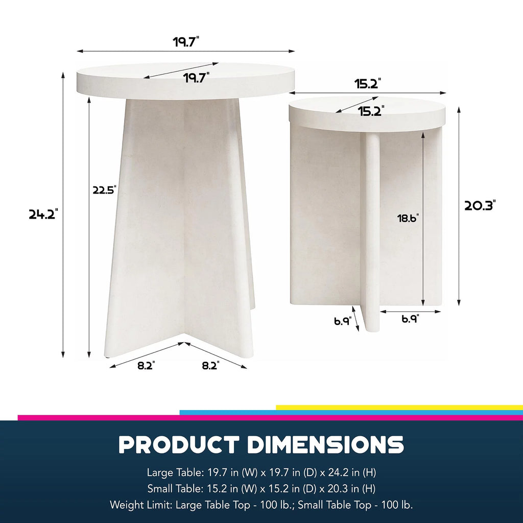 Round End Tables, Set of 2, Plaster K192903