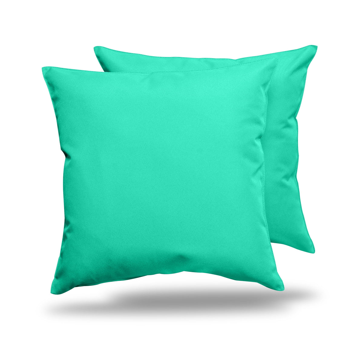 Pack of 2 Outdoor Decorative Throw Pillows 18 x 18 inch Solid Aqua Square Pillows O71602