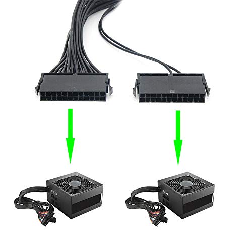 24 Pin PSU Power Supply Extension Cable Splitter Adapter Kit Black H89985