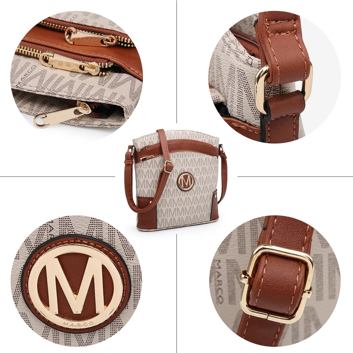 Large Triple Zip Pocket Crossbody Bag V83524