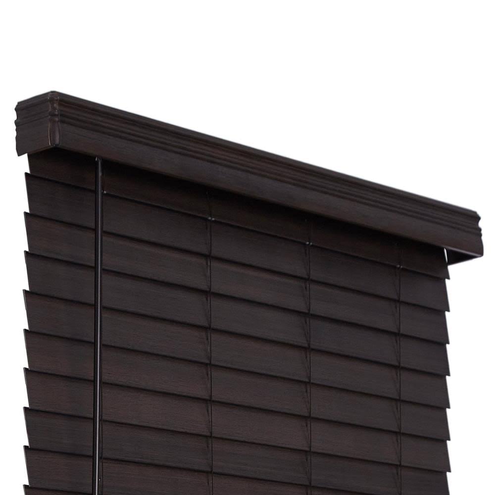 Cordless Walnut Faux Wood Room Darkening Horizontal Blinds L702