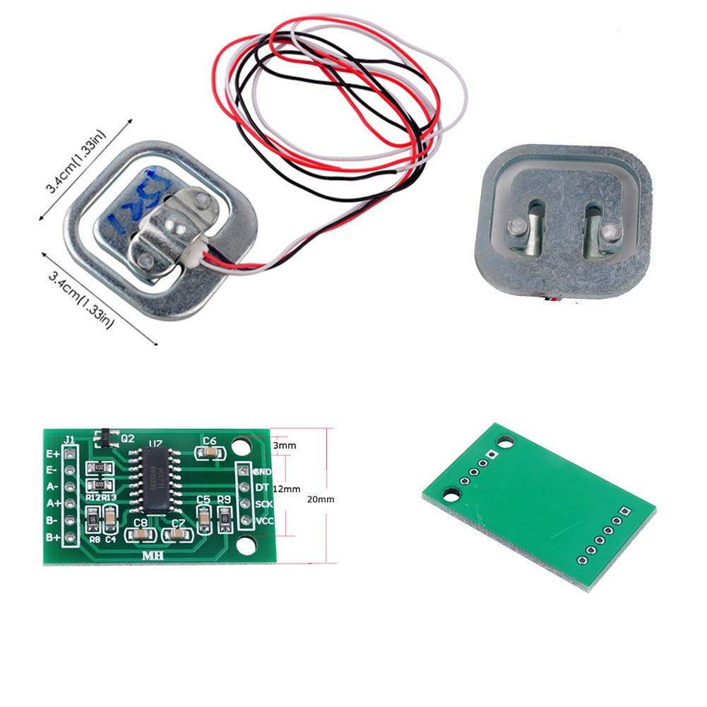 4Pcs 50kg Half Bridge Load Cell Weighting Sensor with HX711 AD Module I731