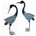 Set of 2 Large Hand Carved Painted Wood and Metal Heron Bird N80623