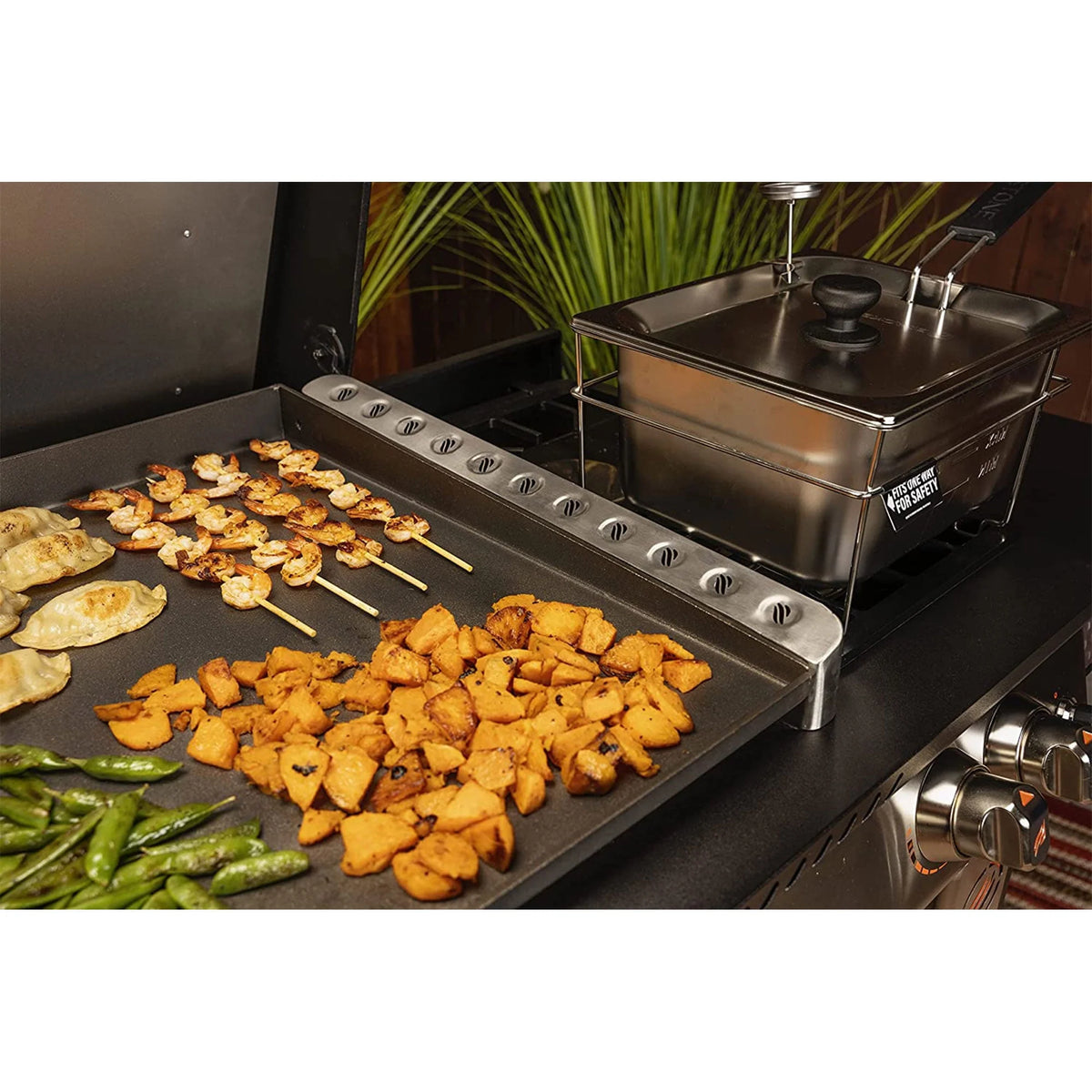 28 Inch 3 Burner Propane Griddle Cooking Station with Cabinets O95232