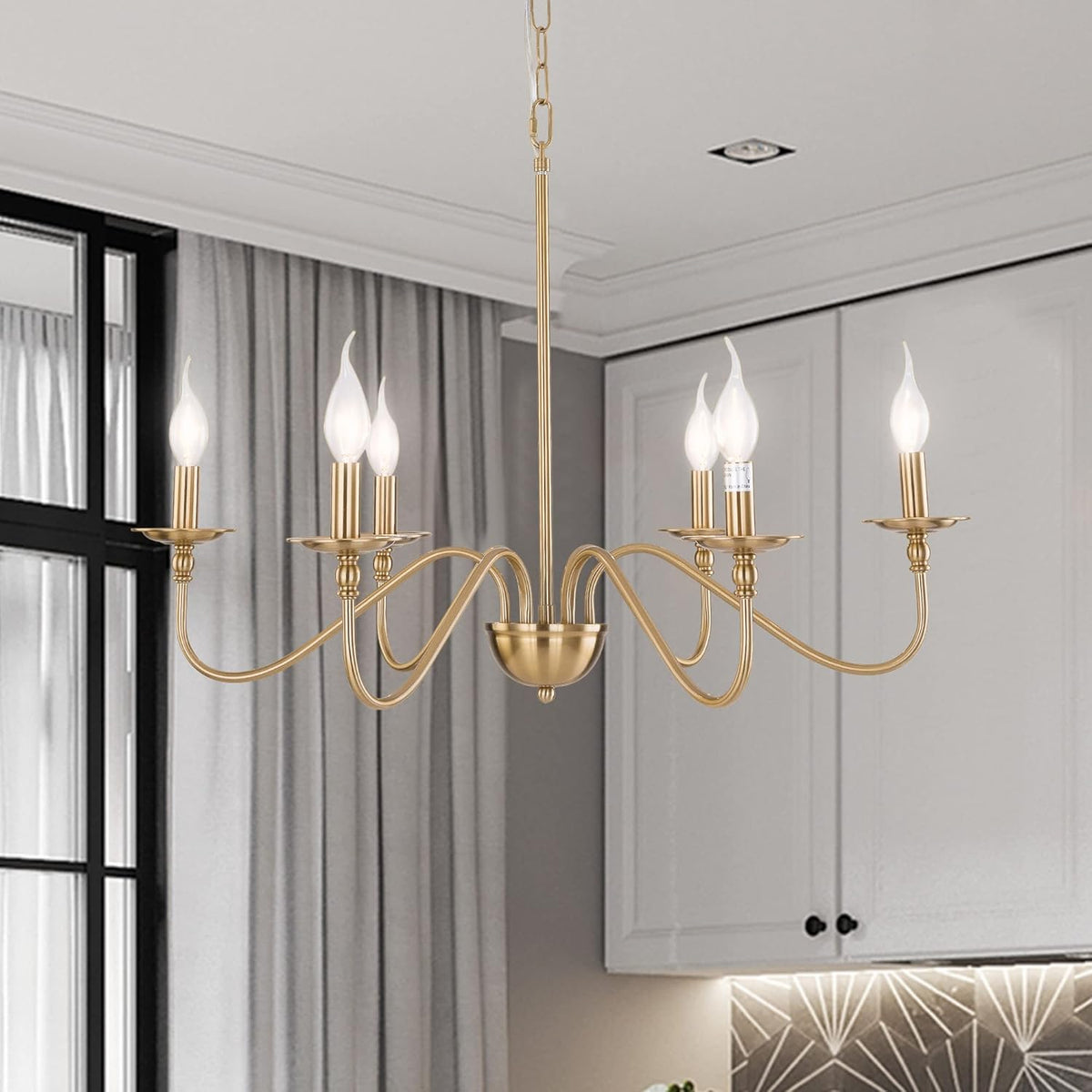 6-Lights Industrial Black Iron Pendant Light Fixture Chandelier W876298