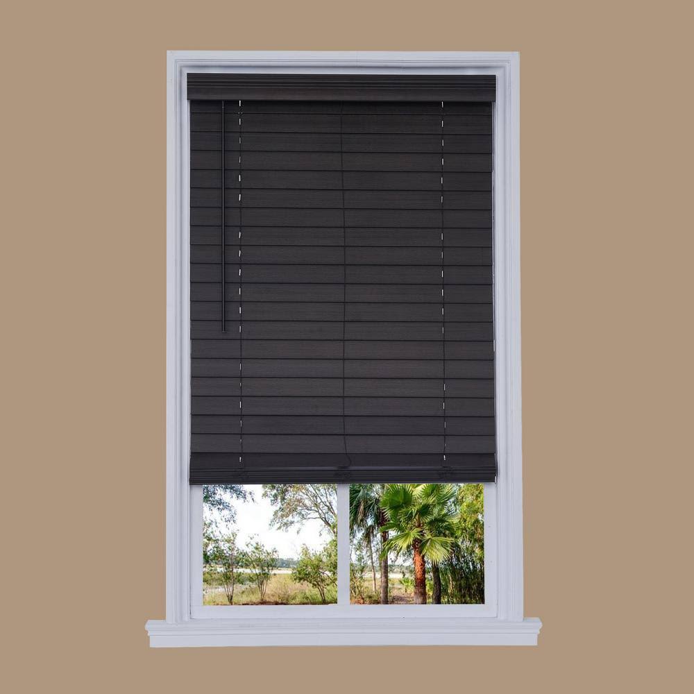 Cordless Walnut Faux Wood Room Darkening Horizontal Blinds L702
