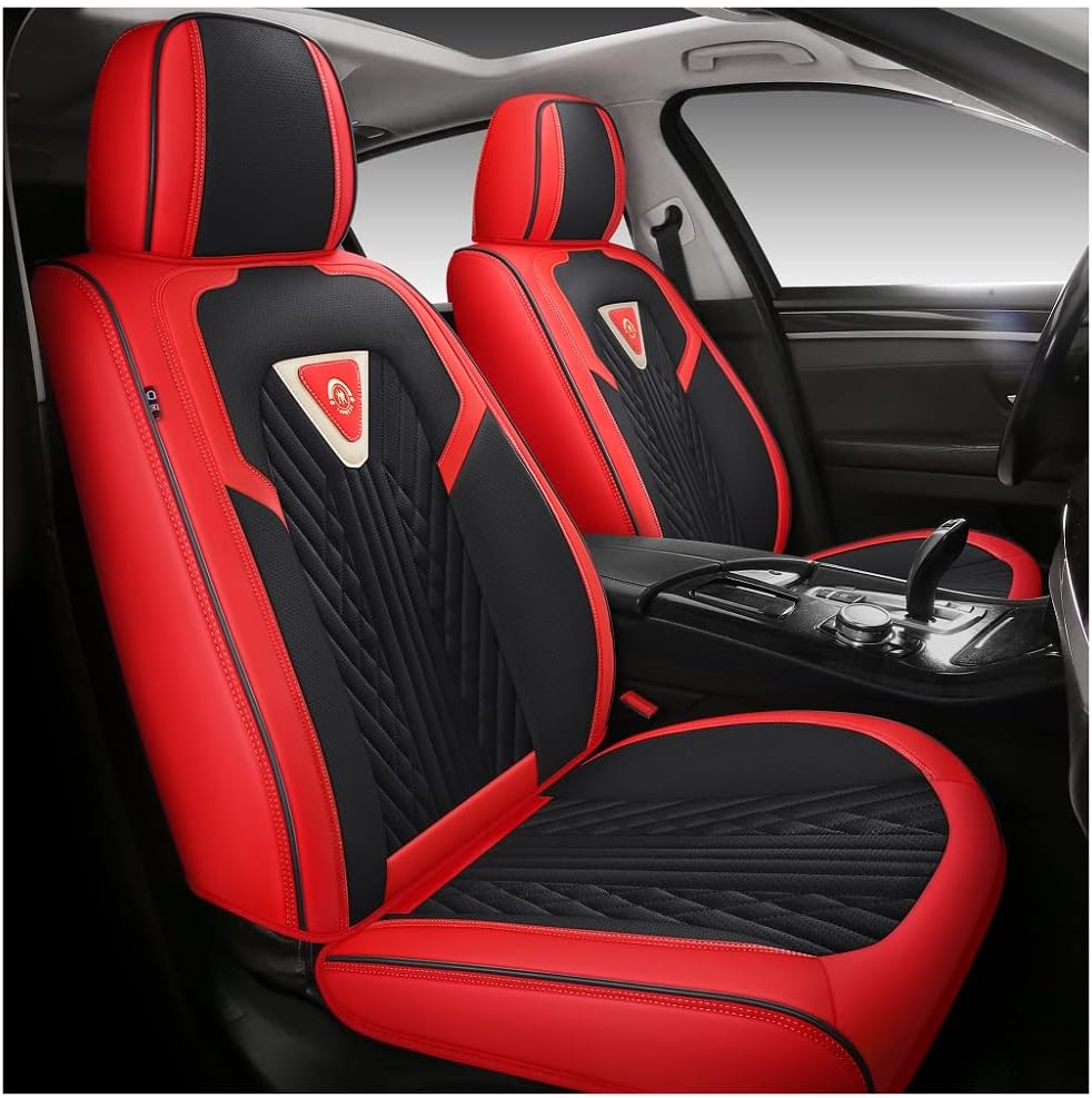 Black PU Leather Car Seat Covers 5 Seats Full Set N78921