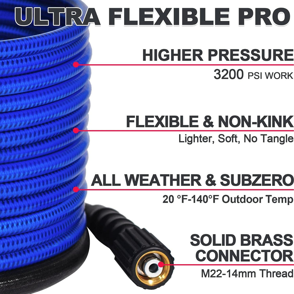 Ultra Flexible Pressure Washer Hose 3200 PSI 1/4” x 50 ft. Pack of 2 Y2331