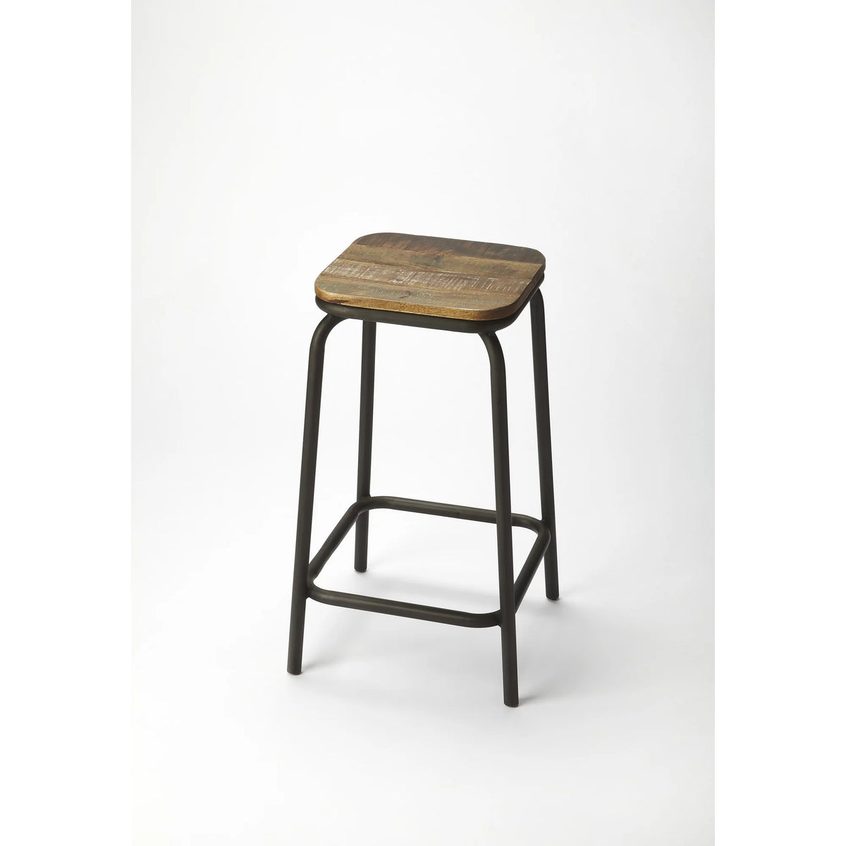 Iron and Wood Square Bar Stool X4244