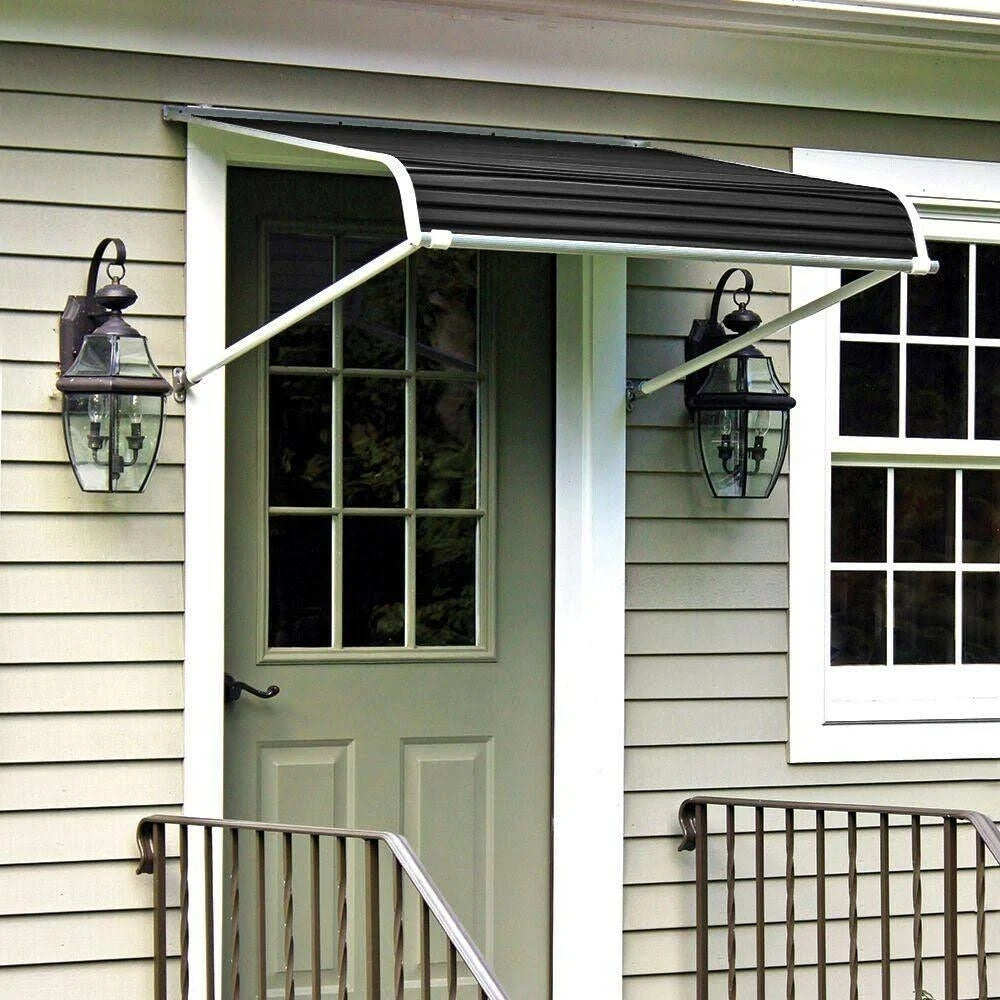 6 ft. Aluminum Door Canopy in Black O83213
