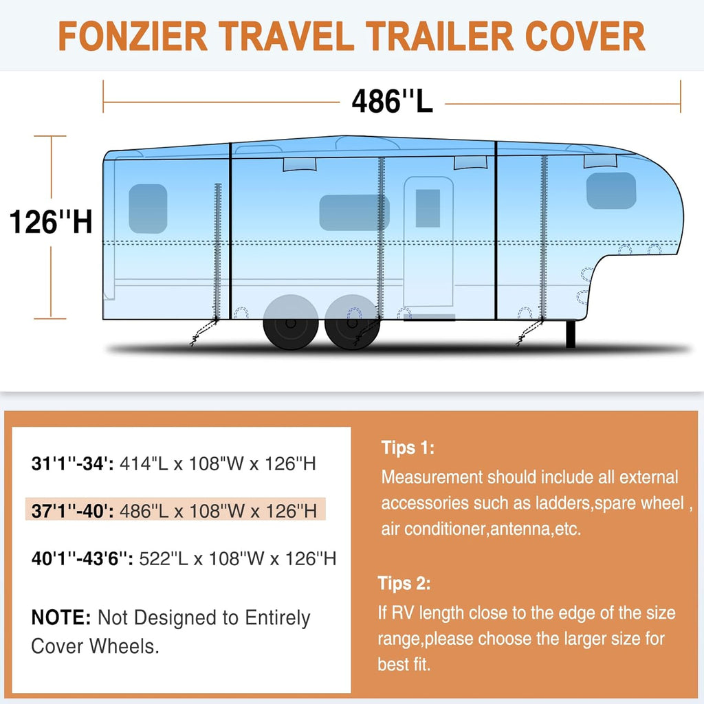 5 Layers 5th Wheel RV Cover Heavy Duty Camper Cover C617310