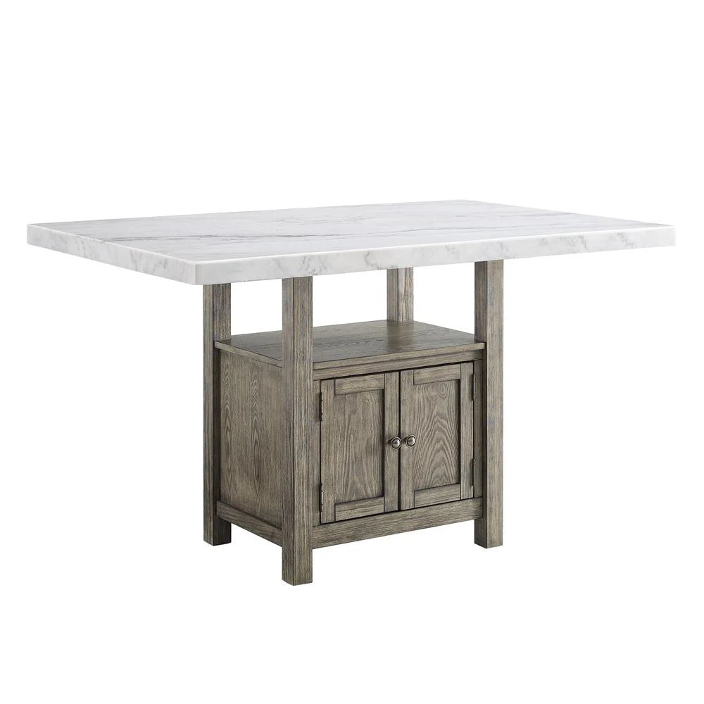 White Marble and Driftwood 6-Piece Counter Height Set U411