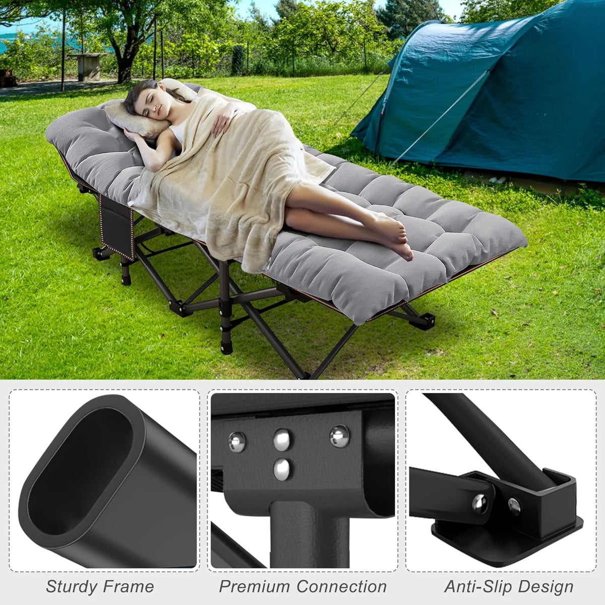 Folding Cot with 3.3 Inch Mattress and Carry Bag E509772