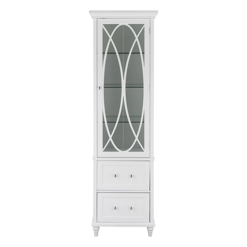 Wooden Bathroom Floor Cabinet 2 Drawer White D7712