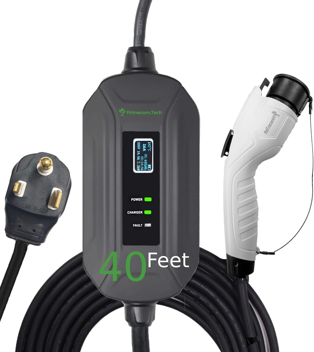 Portable Level 2 Electric Vehicle Charger, 16Amp, 50 Feet V26481