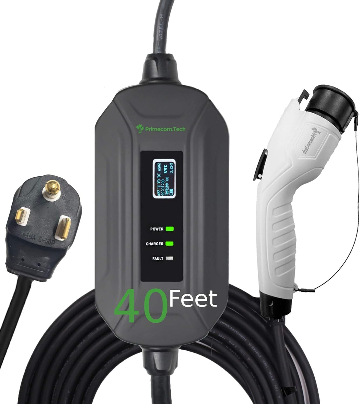 Portable Level 2 Electric Vehicle Charger, 16Amp, 50 Feet V26481