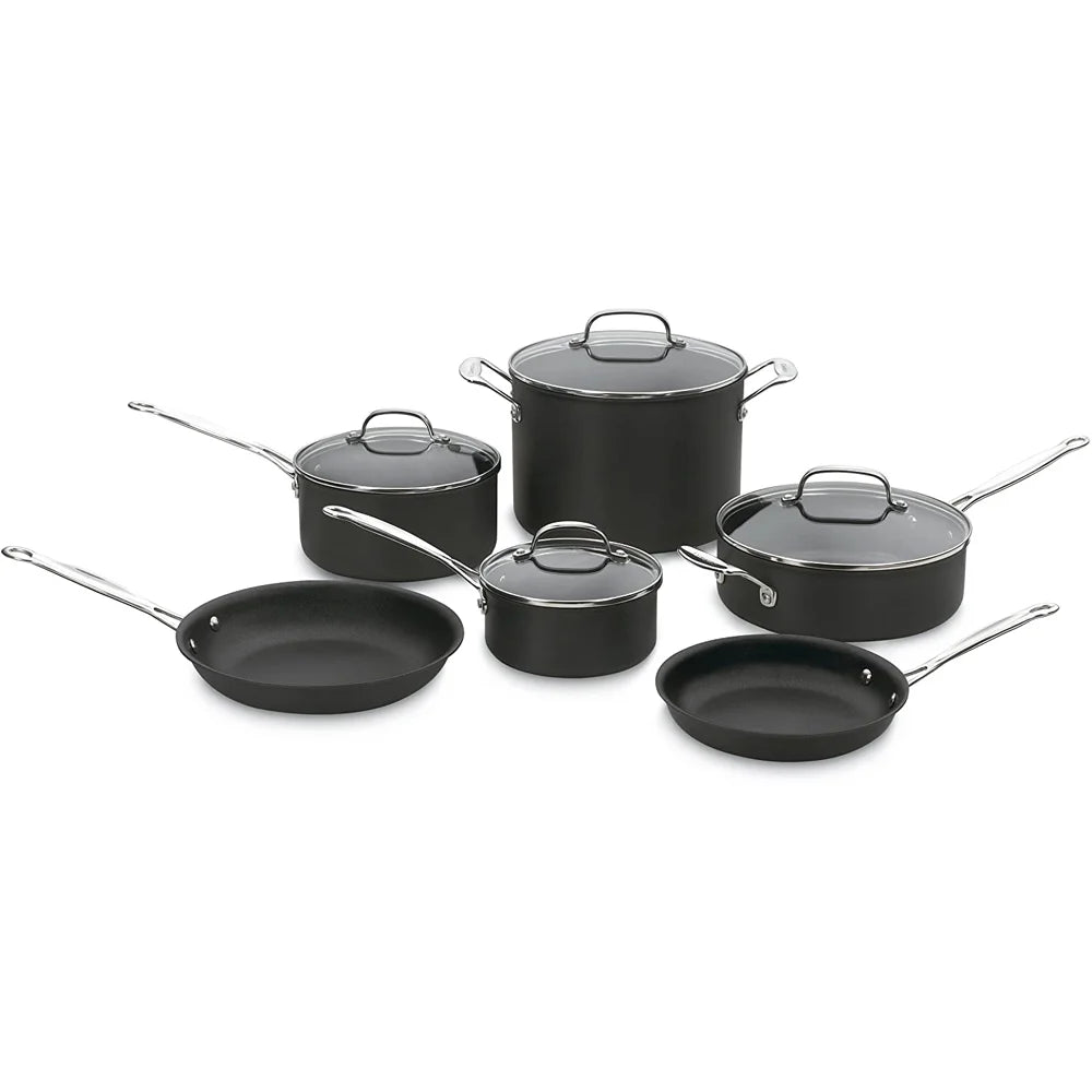 10-Piece Nonstick Hard-Anodized Cookware Set with 12-Piece Knife Set R514224