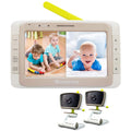 Split 50 Baby Monitor with 2 Cameras and Audio, No WiFi, Large Screen B5191