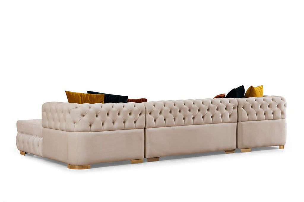 Ivory Velvet Double Chaise Sectional M857689