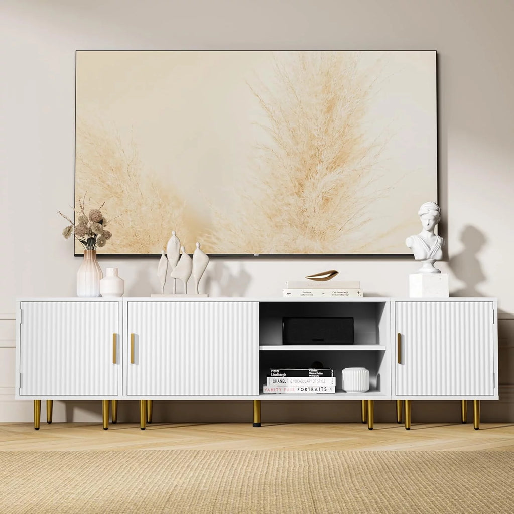 White TV Stand with Storage Cabinet Y850
