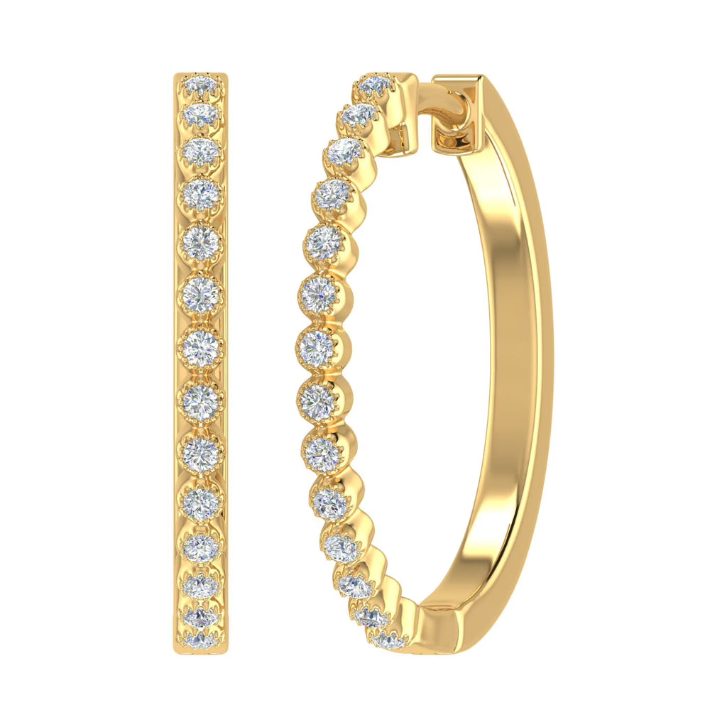10K Yellow Gold Diamond Hoop Earrings M47092