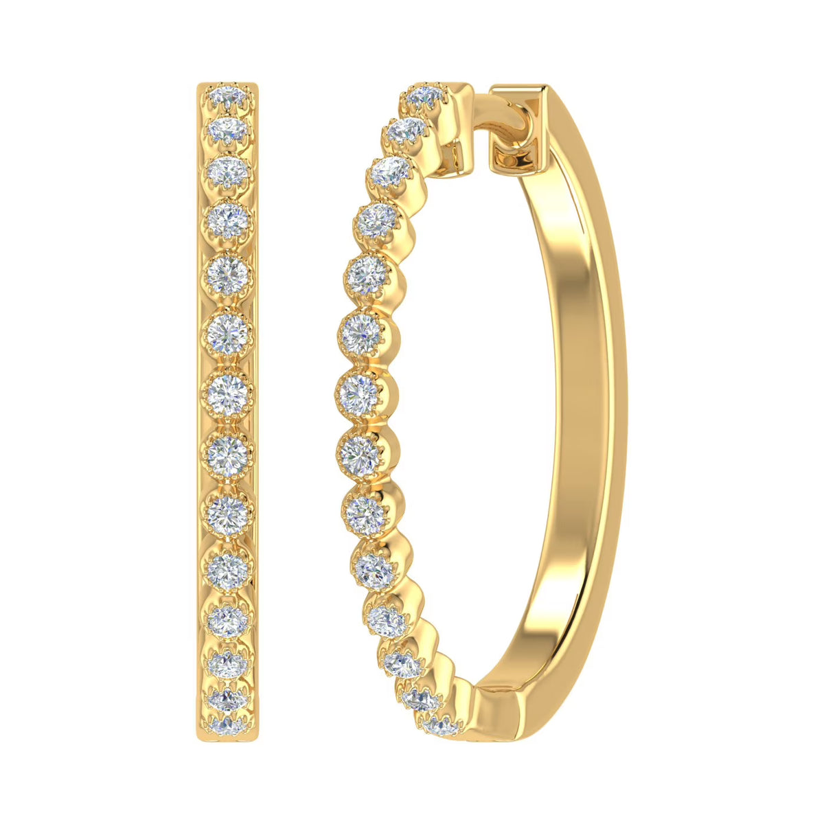 10K Yellow Gold Diamond Hoop Earrings M47092