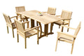 Teak 7 Pc Dining Set with Folding Table and 6 Stacking Arm Chairs C144