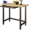 Work Bench with Drawer, 48 x 24 inch, Rubber Wood Top, Heavy-Duty Steel Frame X298852