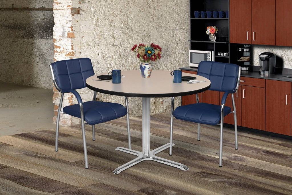 48x22 Round X-Base Table Mocha Walnut Chrome J884222