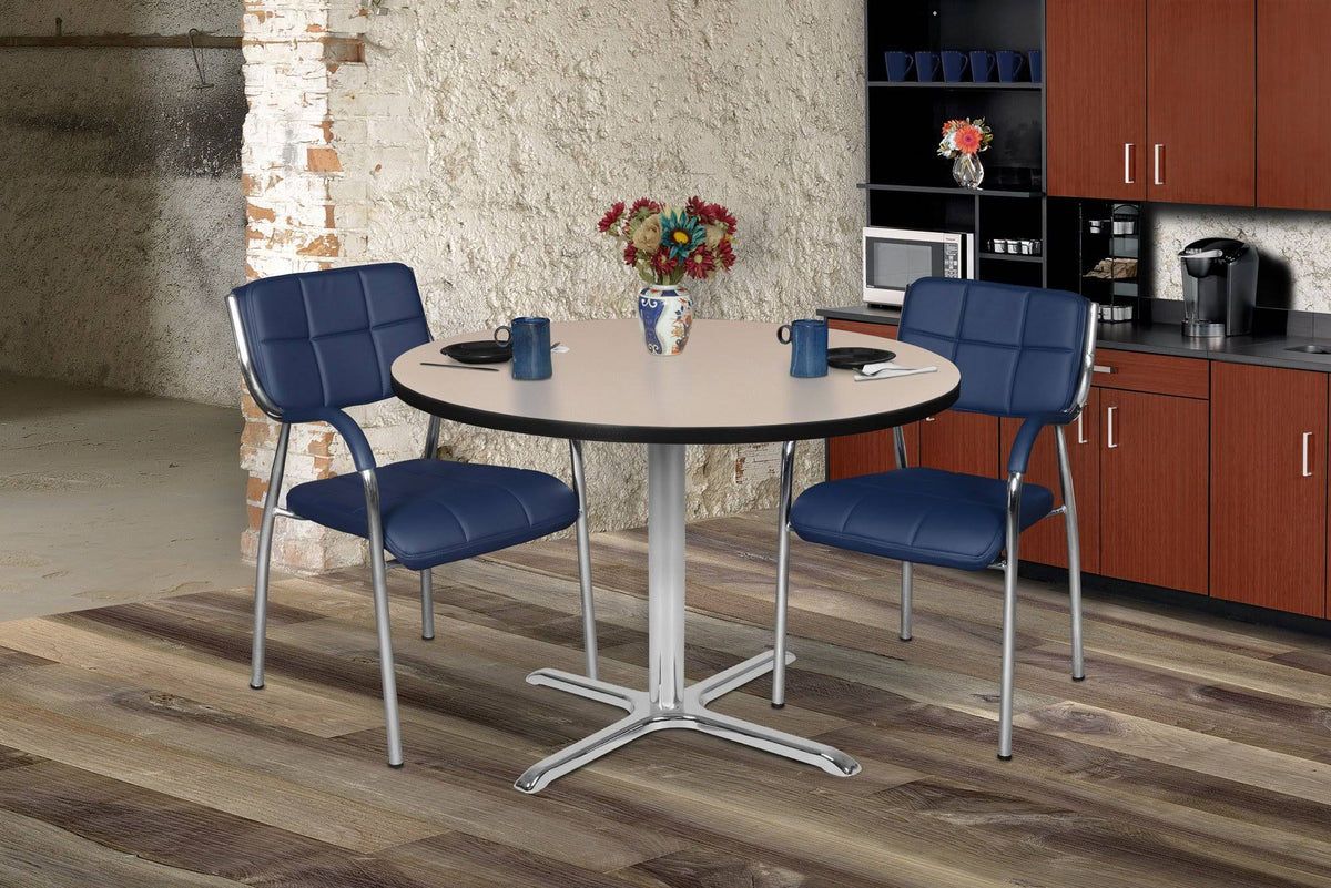 48x22 Round X-Base Table Mocha Walnut Chrome J884222