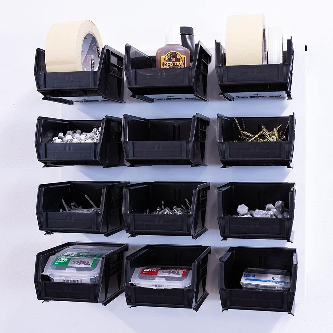 Wall Mounted 16" x 16" Metal Bin Storage System, Pack of 2 L742