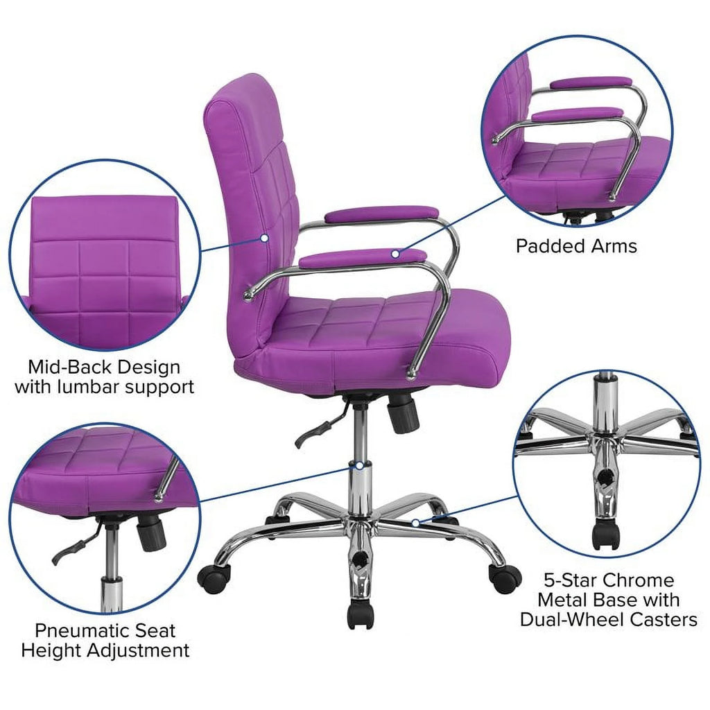 Purple Faux Leather Swivel Office Chair P249989
