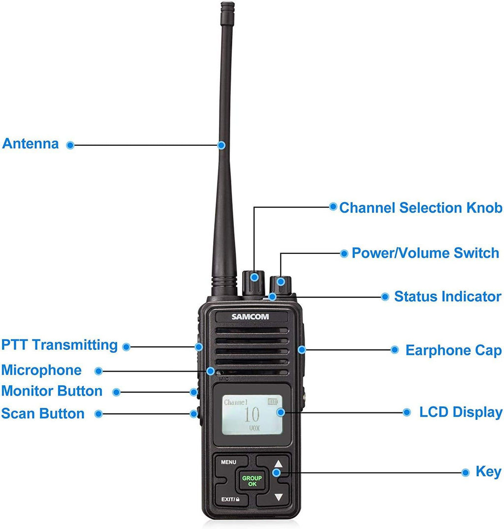 6 Packs UHF Two Way Radios with Earpieces H7256