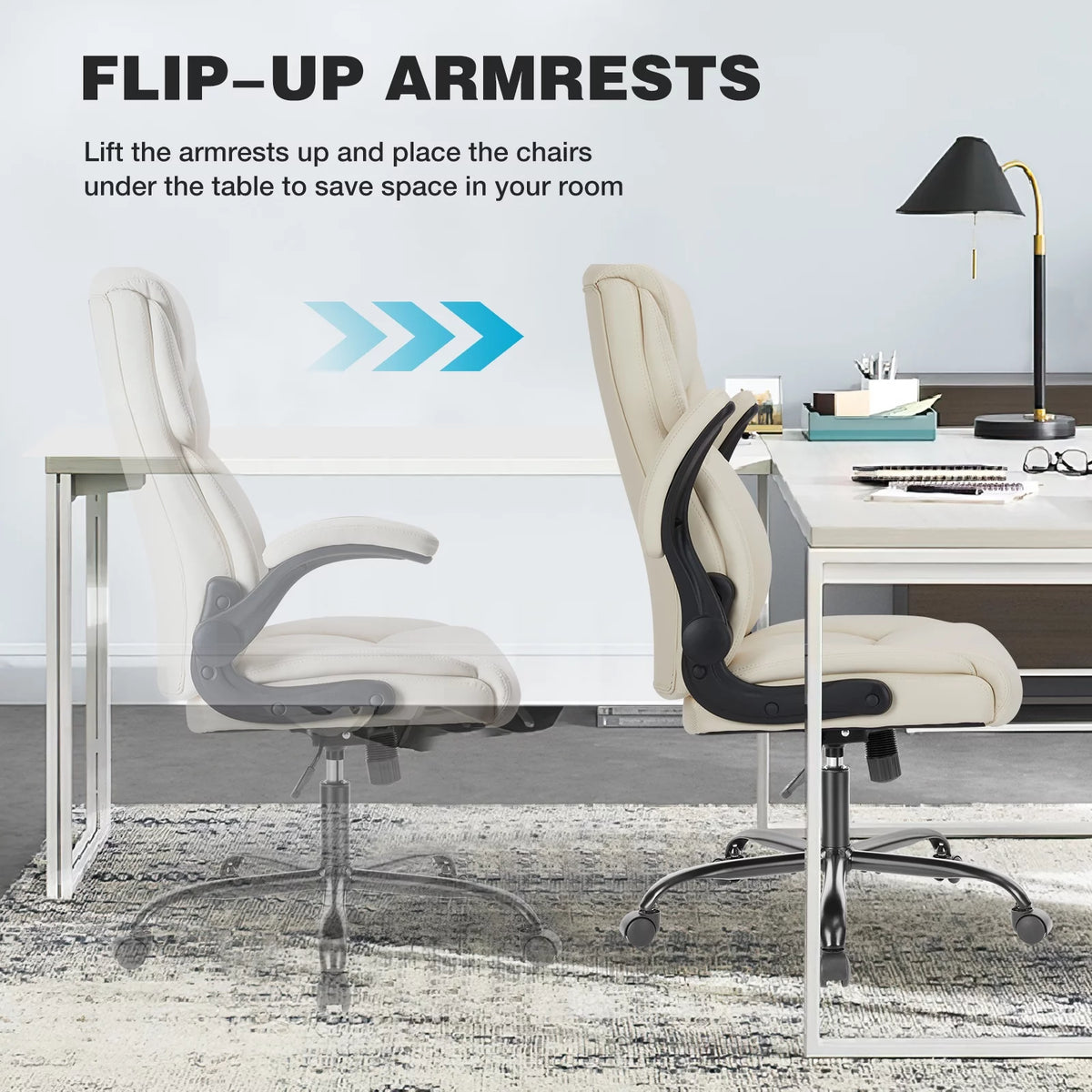 White Ergonomic Executive Desk Chair U411862