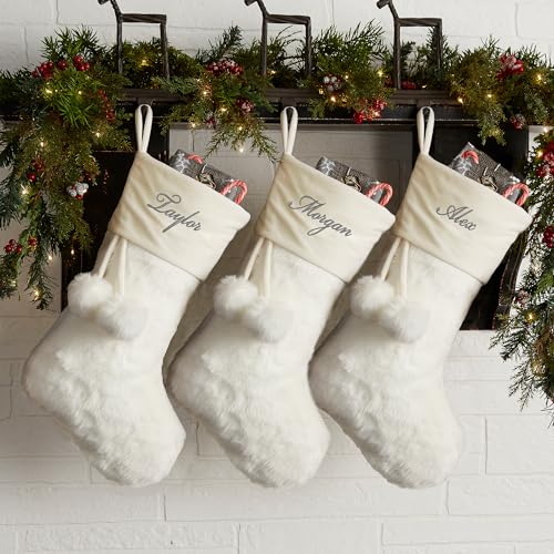 Grey Faux Fur Christmas Stocking O969526