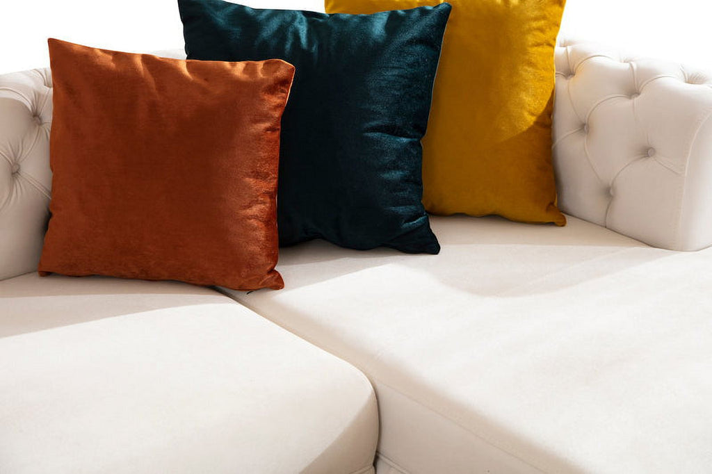 Ivory Velvet Double Chaise Sectional M857689