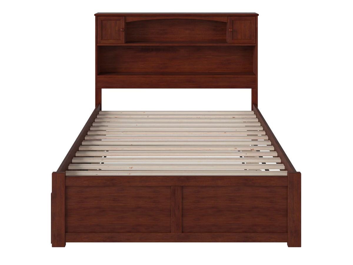 Full Solid Wood Platform Bed with Footboard & Trundle in Walnut H999616