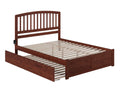 King Solid Wood Platform Bed with Footboard and Twin XL Trundle in Walnut V283