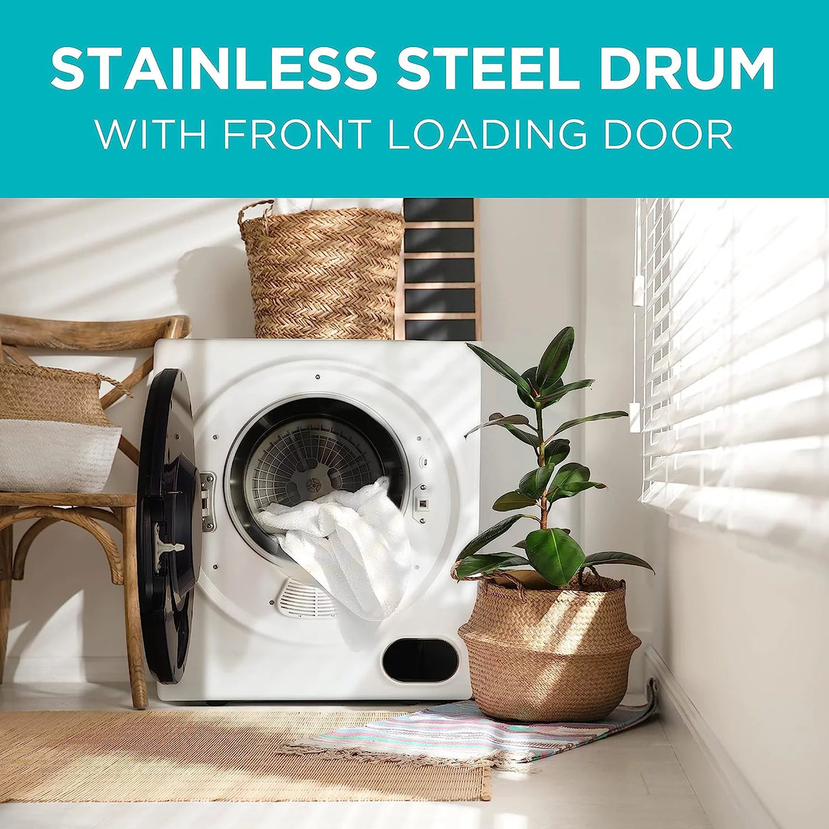 Compact 1.5 Cu. Ft. Electric Vented Portable Dryer with Stainless Steel Drum P5269