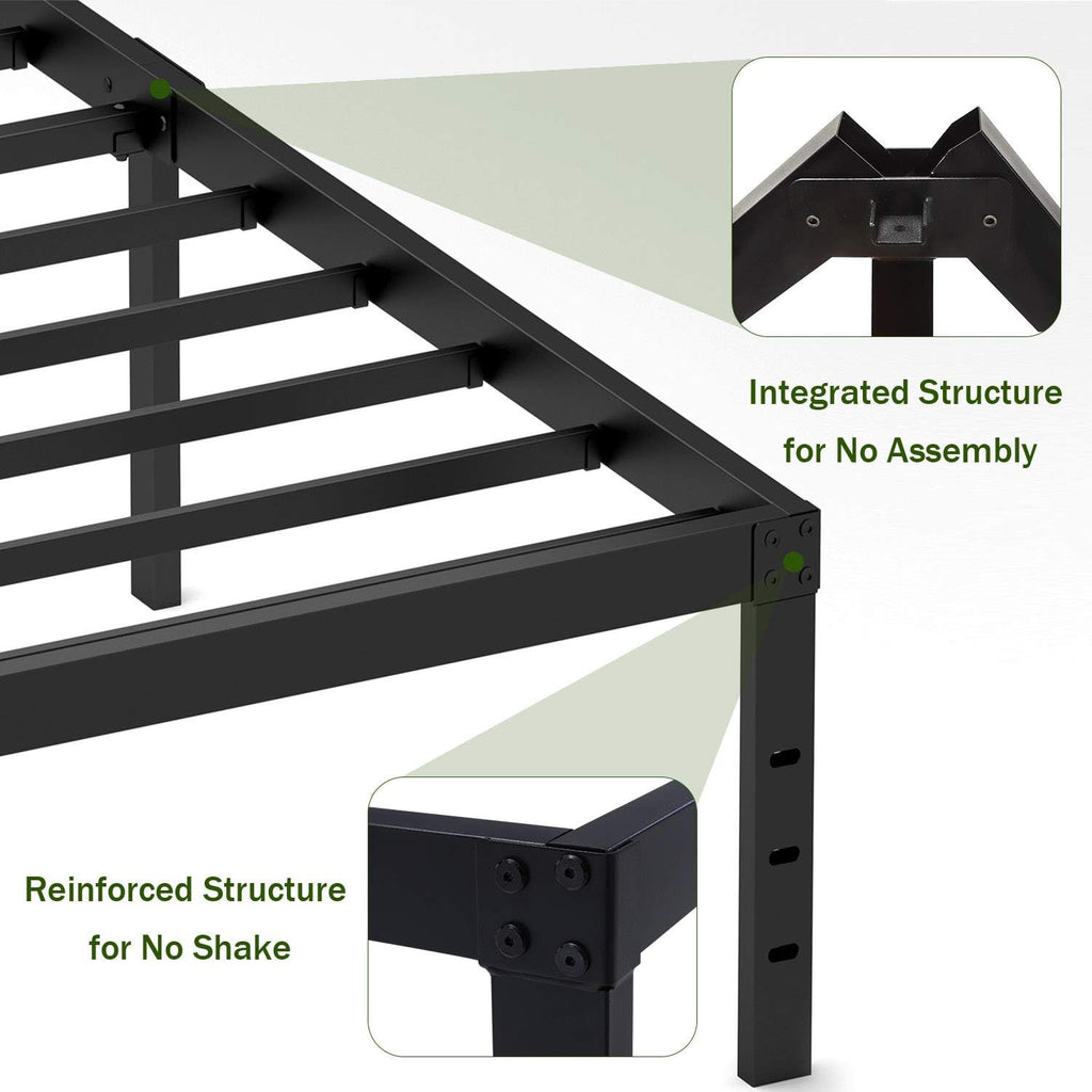 18 Inch Metal Platform Bed Frame with Steel Slats Q785