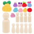 Unfinished Wooden Peg Dolls with Hats F703