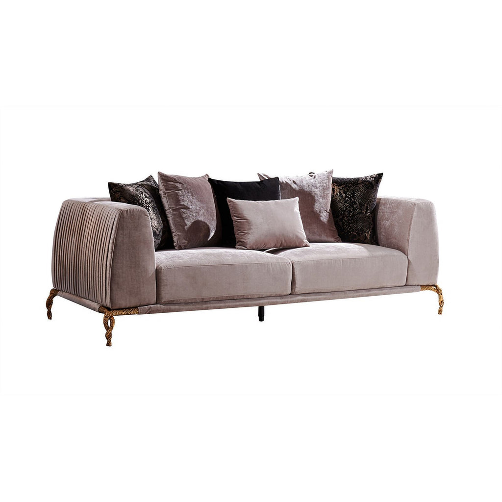 Ivory and Black Upholstered 3 PC Sofa Set S431