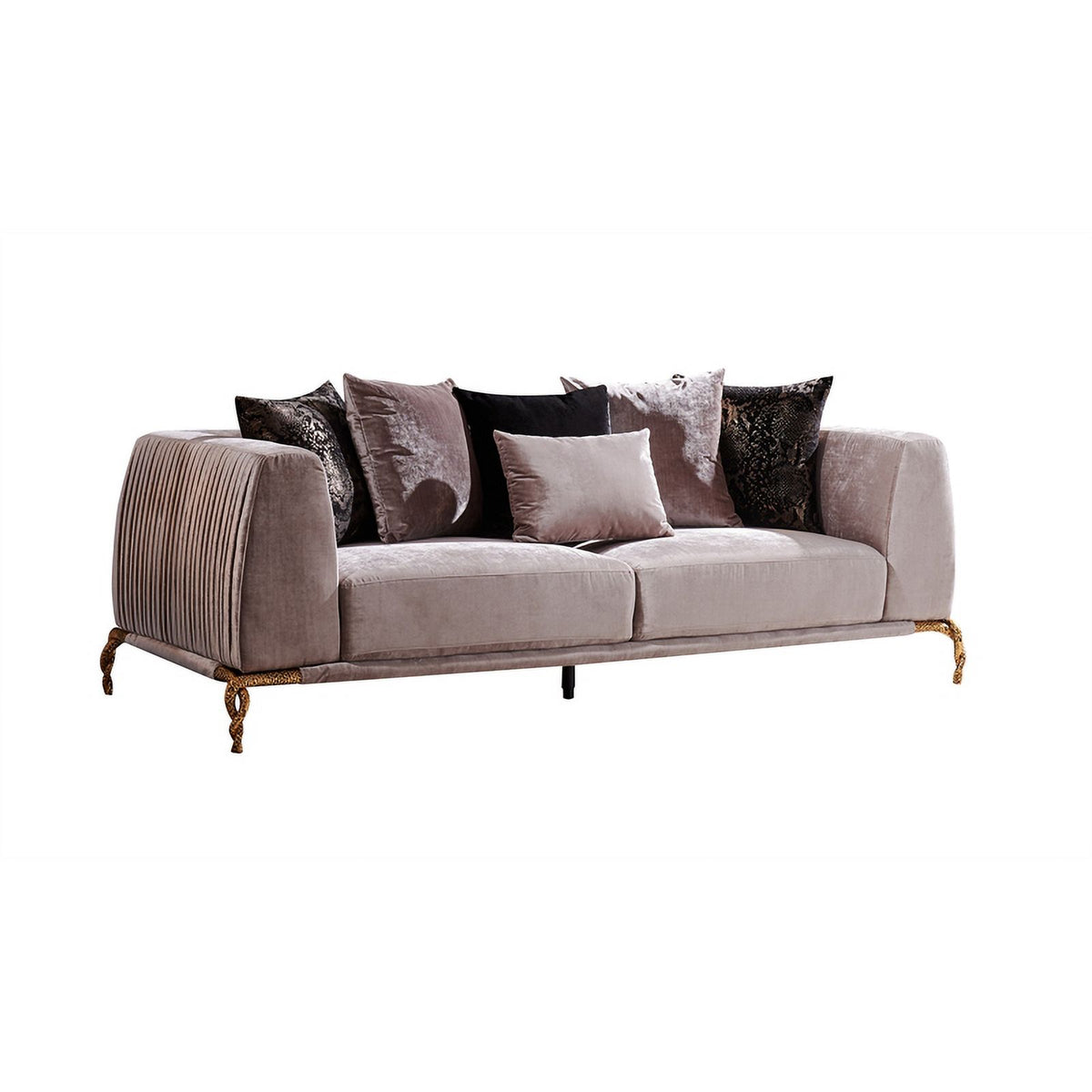 Ivory and Black Upholstered 3 PC Sofa Set S431