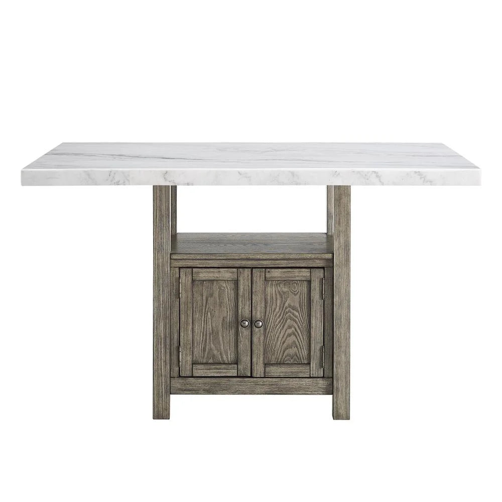 White Marble and Driftwood 6-Piece Counter Height Set U411