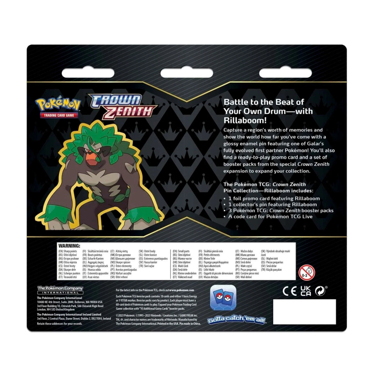 Pokémon Trading Card Games Crown Zenith Pin Box Collection N986540