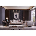 Ivory and Black Upholstered 3 PC Sofa Set S431