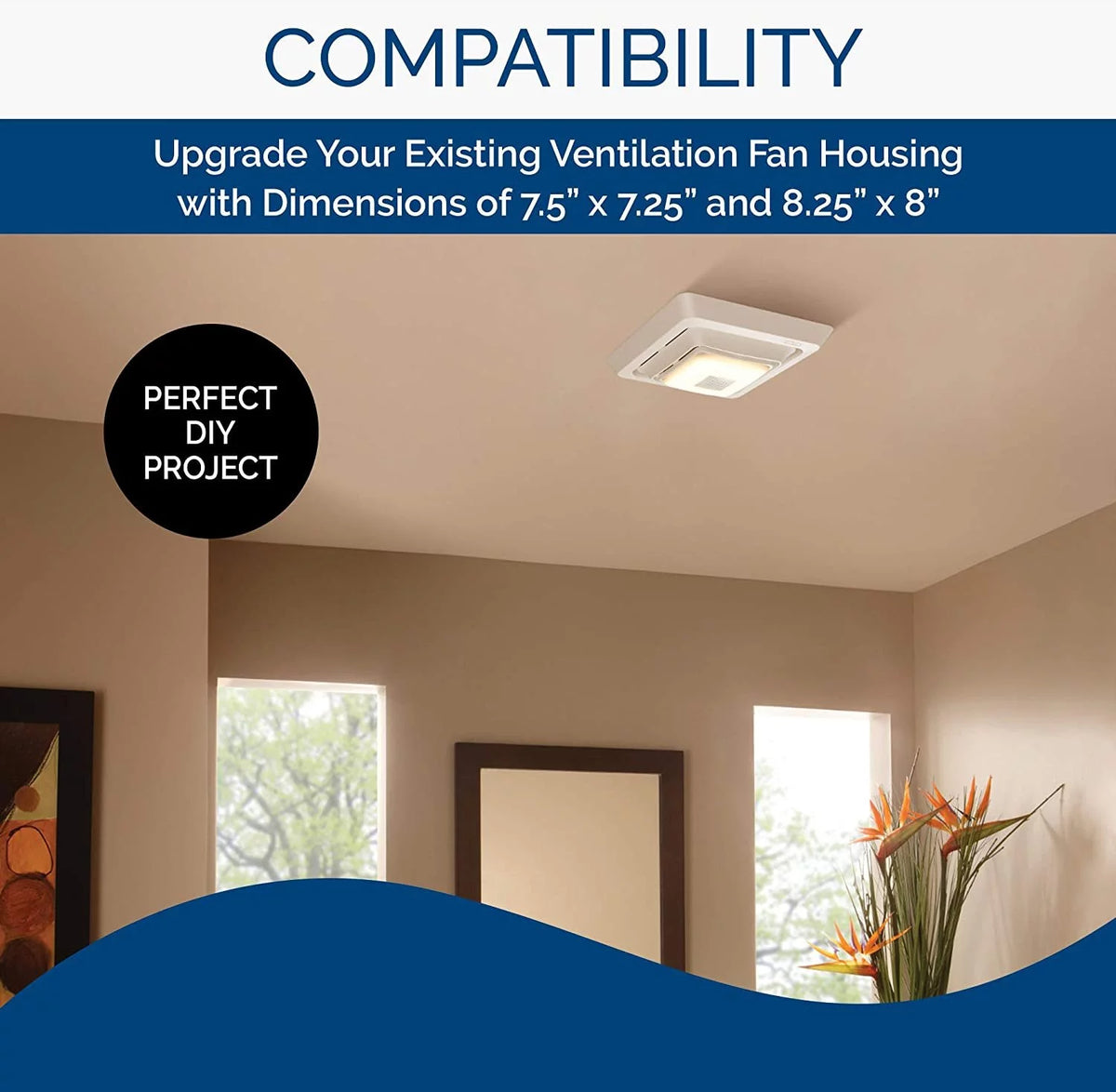 White Bathroom Exhaust Fan with LED Light C279936