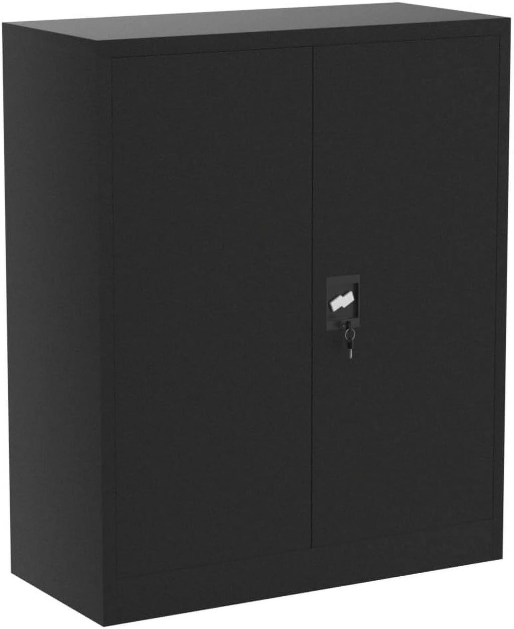 42-Inch Black Lockable Metal Storage Cabinet with Doors & 2 Adjustable Shelves W462