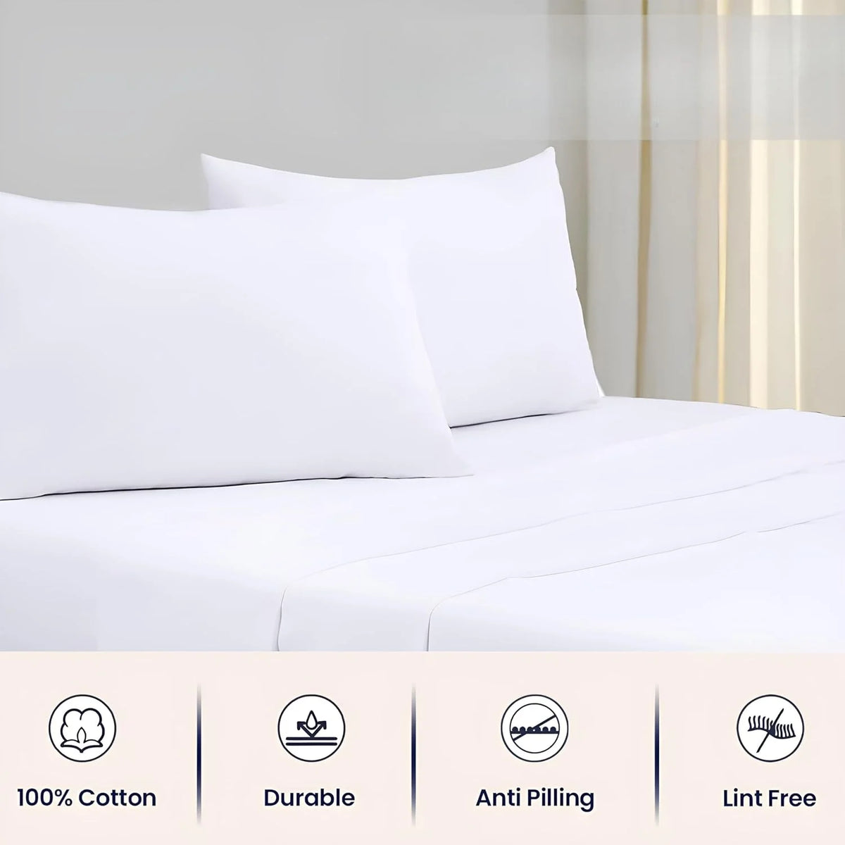 White 4-Piece Queen Egyptian Cotton Sheet Set S247