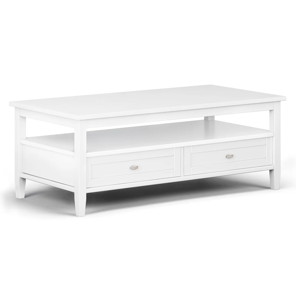 White 48 inch Solid Wood Coffee Table S4607